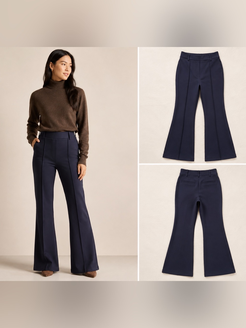 Quince Ultra-Stretch Ponte Flare Leg Pants Navy Size S / Long